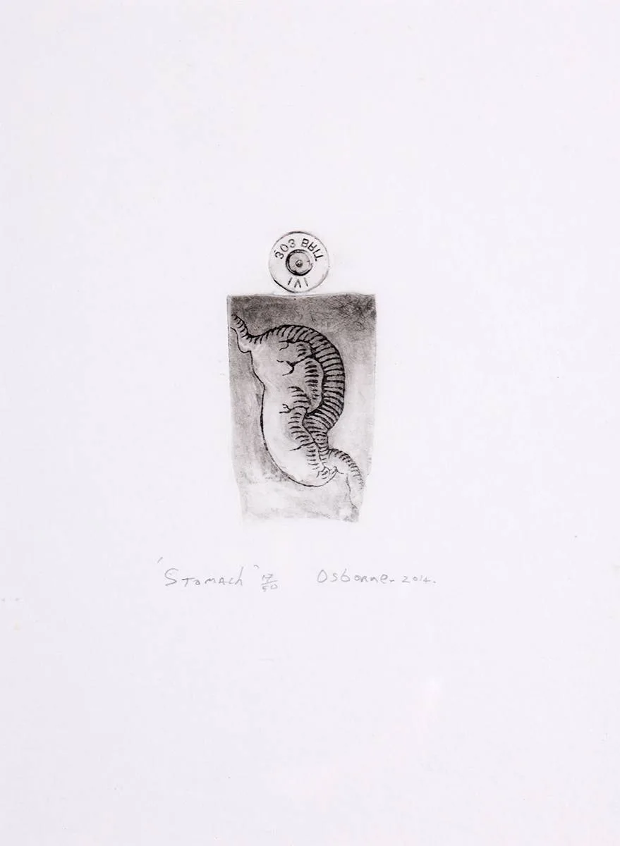 Danny Osborne, STOMACH, 2014, etching; (no. 17 from an edition of 50)