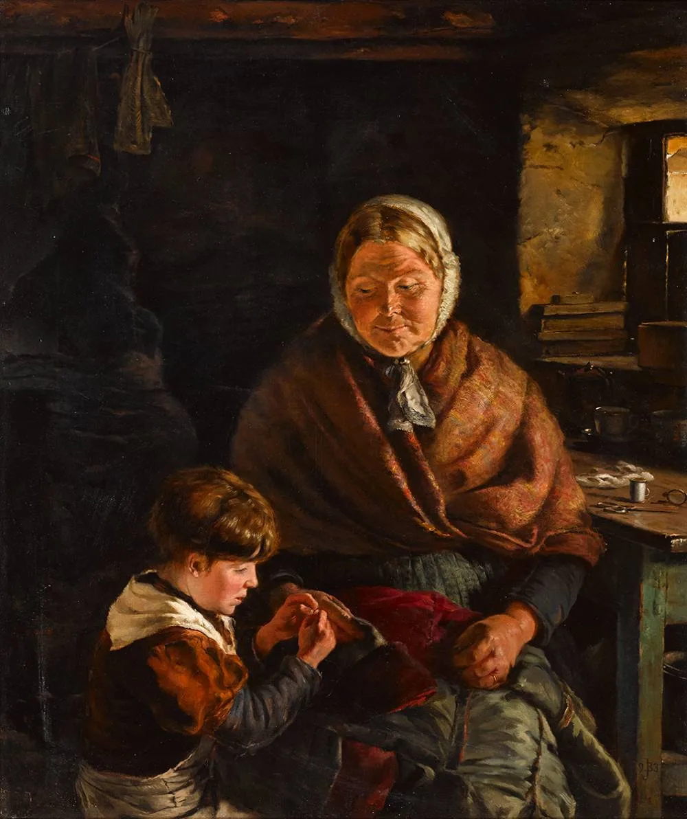 GRANNY'S TREASURE by James Brenan, 1893, oil on canvas, sold May 2024
