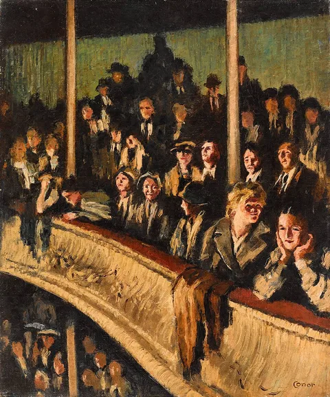 William Conor, BEFORE THE CURTAIN RAISES, c. 1942, oil on canvas