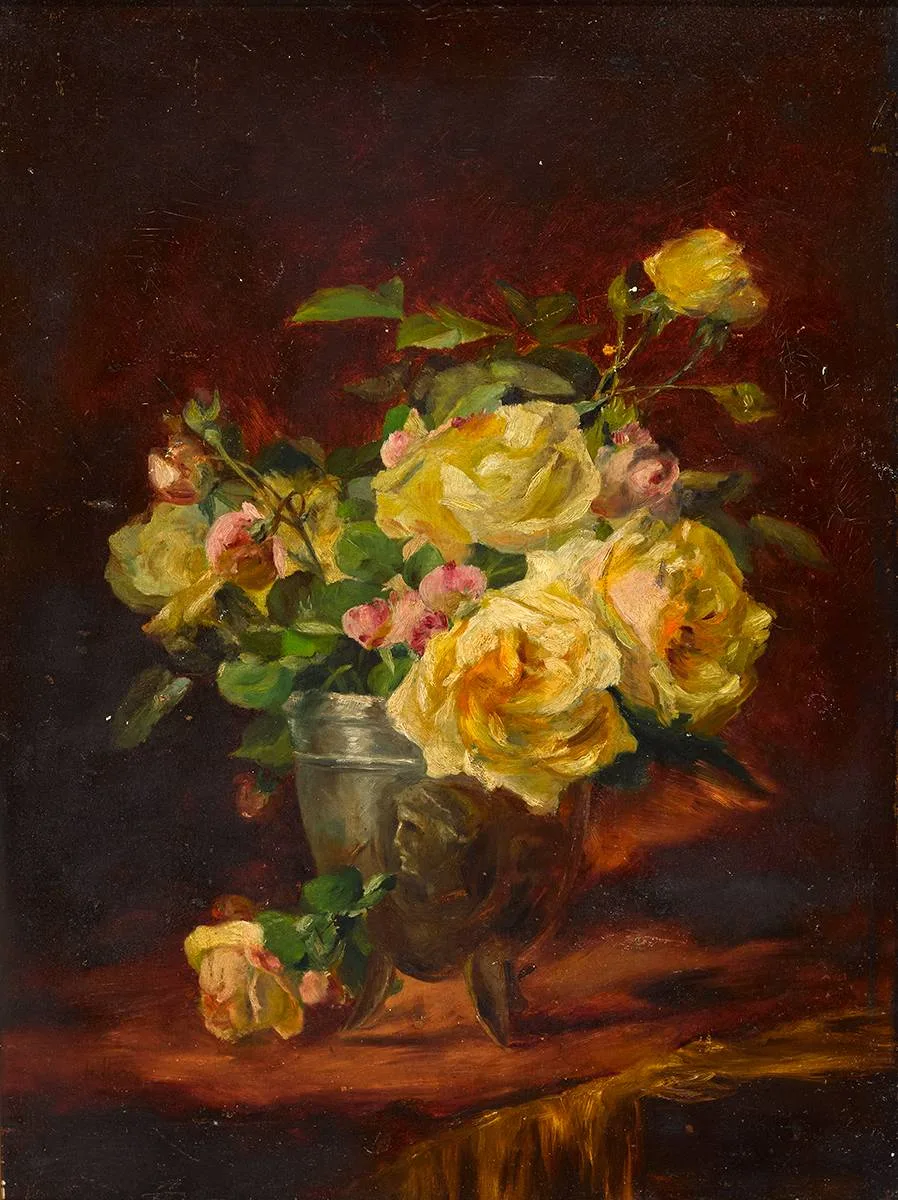 ROSES by Hans Iten, oil on canvas, sold May 2024