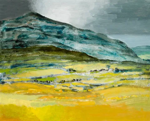 MOUNTAIN SIDE by Arthur Armstrong, oil on board, sold May 2024