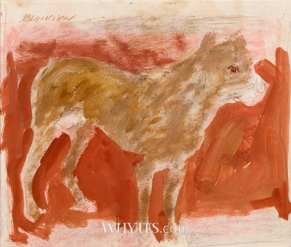 BROWN DOG by Basil Blackshaw, oil on paper, offered May 2024