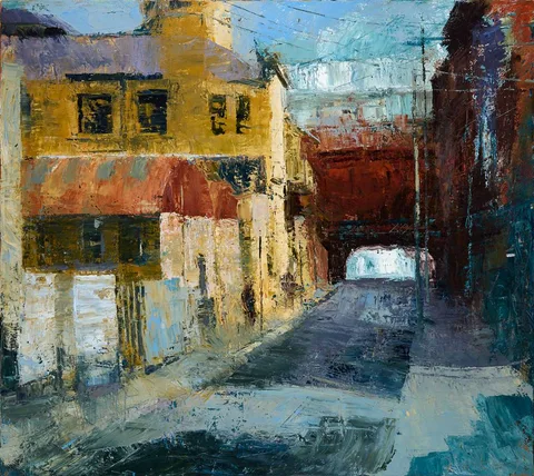 Donald Teskey, CUMBERLAND STREET SOUTH, DUBLIN, 2001, oil on canvas; (unframed)