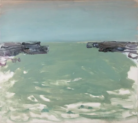 Barrie Cooke, GREY LOOP HEAD I, 2009, oil on canvas; (unframed)