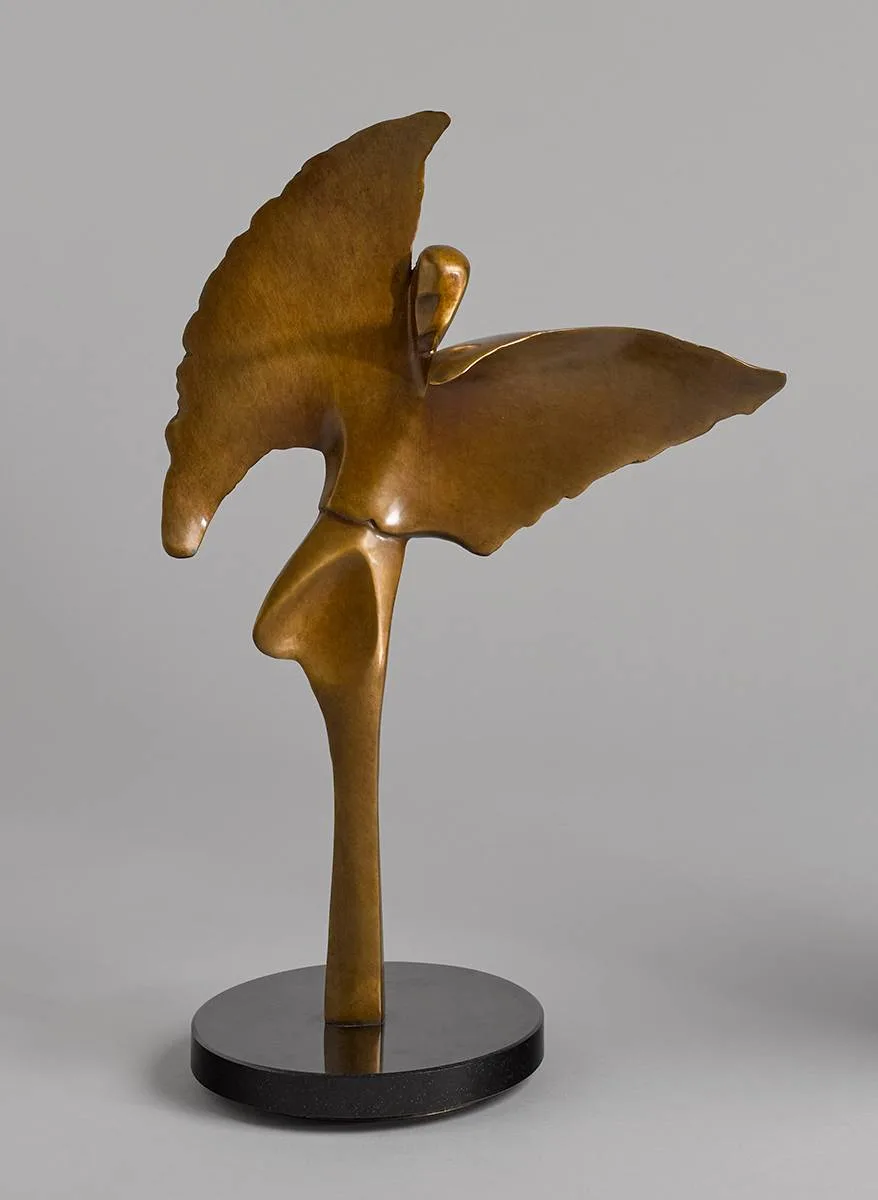 AVENGER by Joseph Sloan, bronze on black marble base; (no. 8 from an edition of 8), sold May 2024