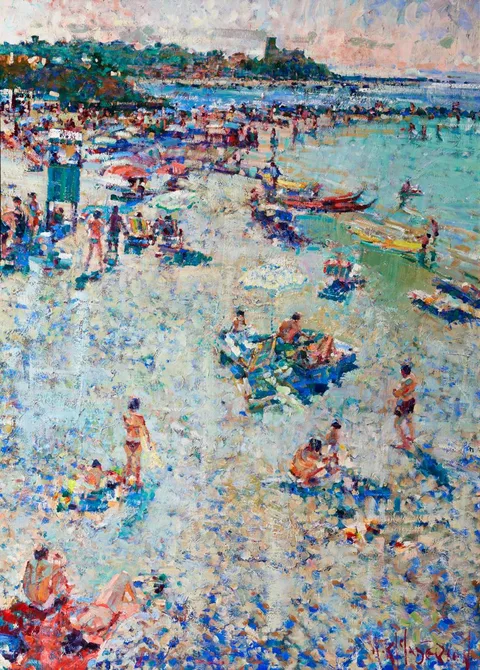 Arthur K. Maderson, TOWARDS LERICI, LIGURIAN COAST, ITALY, oil on board
