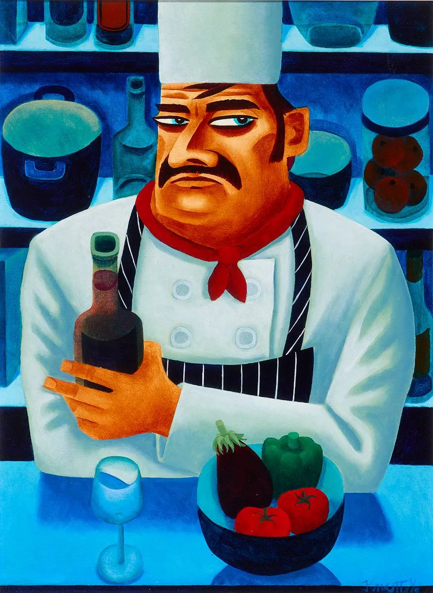 CHEF by Graham Knuttel, pastel, sold May 2024