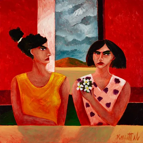 Graham Knuttel, TWO WOMEN, oil on canvas