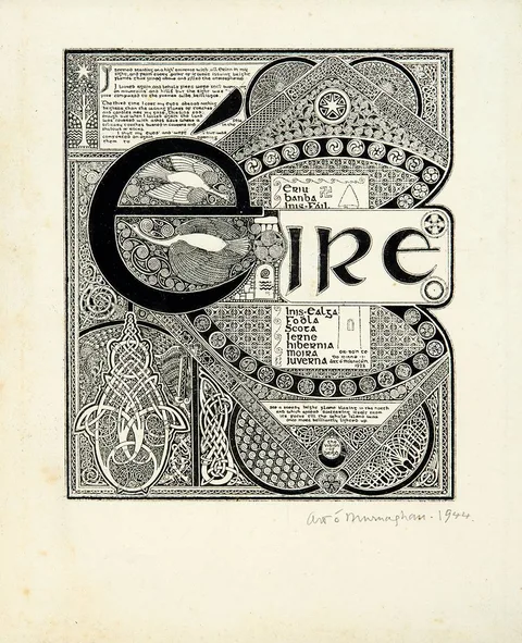Art O'Murnaghan, THE EIRE PAGE OR SAINT BRIGID'S DREAM, 1922, engraving