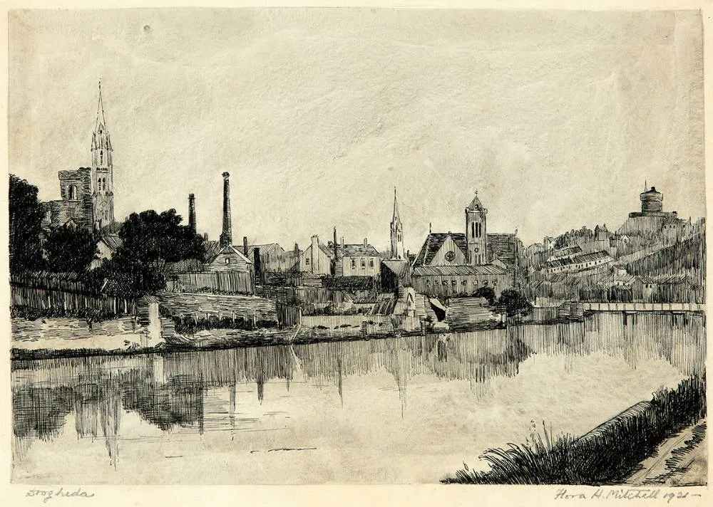 DROGHEDA by Flora Mitchell, 1921, pen and ink with wash, sold Mar 2024