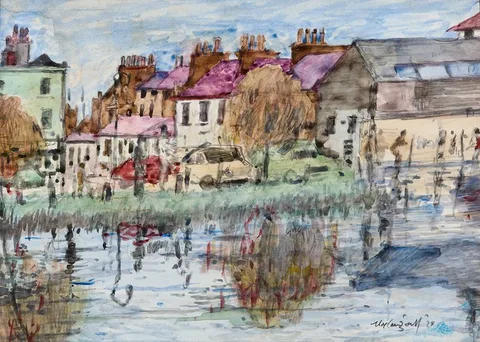 REFLECTIONS by Maurice MacGonigal, 1928, watercolour, offered Mar 2024
