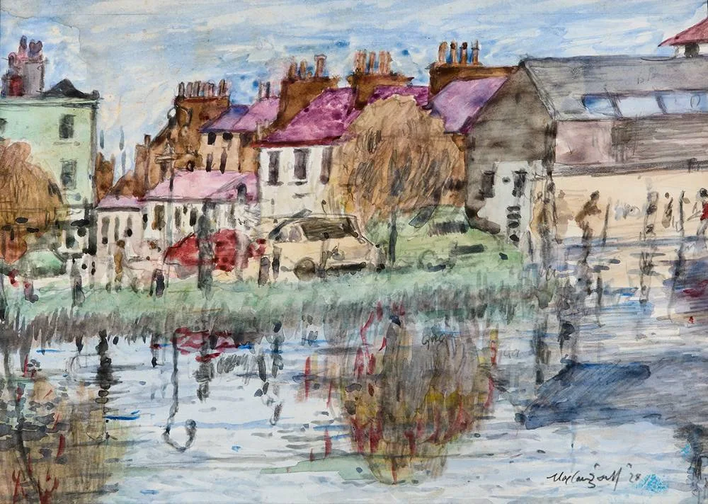 REFLECTIONS by Maurice MacGonigal, 1928, watercolour, offered Mar 2024