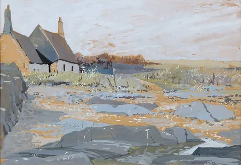 Bea Orpen, WARM AFTERNOON, CLOGHERHEAD, COUNTY LOUTH, 1952, gouache