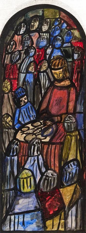 Frances Biggs, MIRACLE OF LOAVES AND FISHES, watercolour