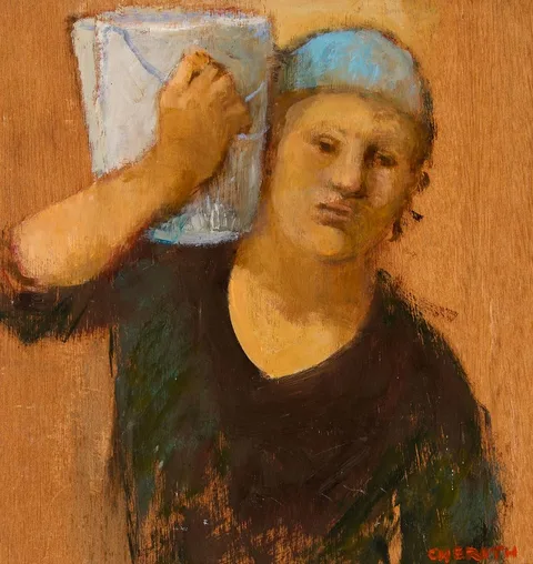 Cherith McKinstry, BUILDING WORKER, c. 2002, oil on wood