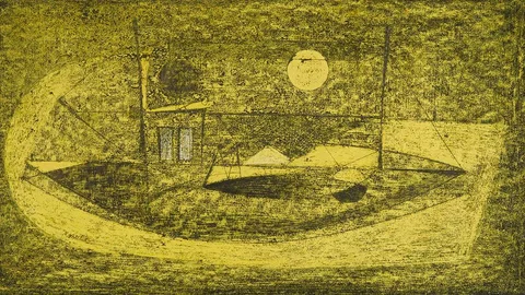 Kenneth Mahood, TRAWLER SUBMARINE, DAY AND NIGHT, pencil, ink and gouache
