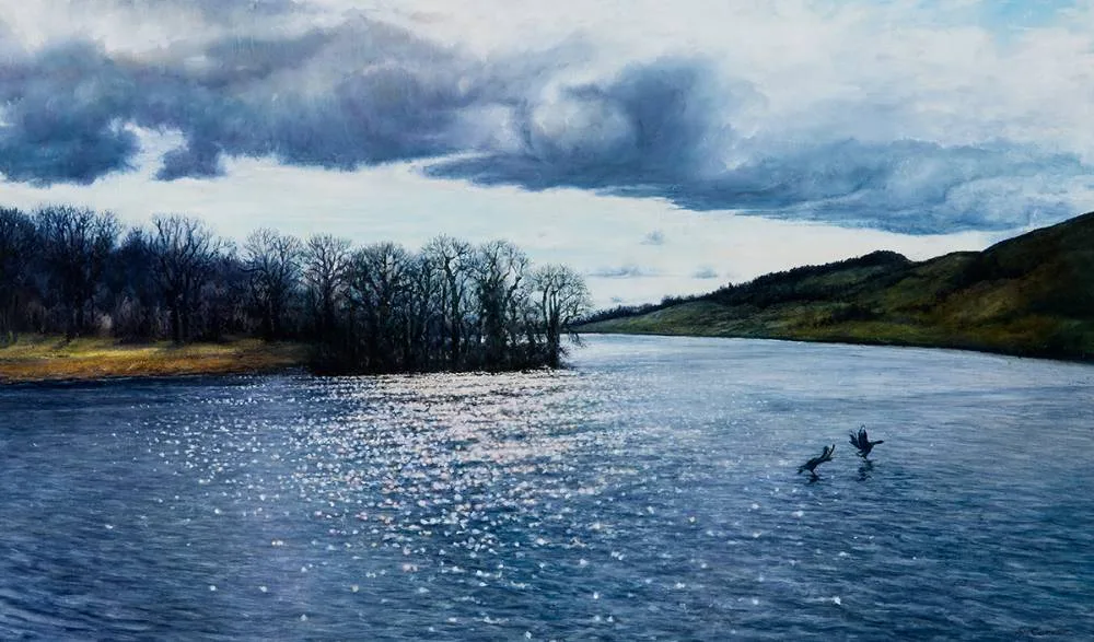 Sarah Corner, LAST LIGHT, LOUGH GUR, COUNTY LIMERICK, 2004, oil on board