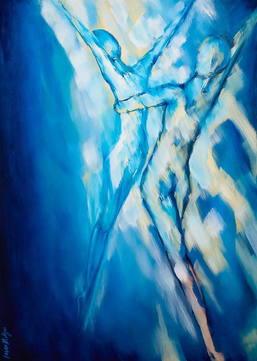 Laura Mulligan, DANCERS, oil on canvas; (unframed)