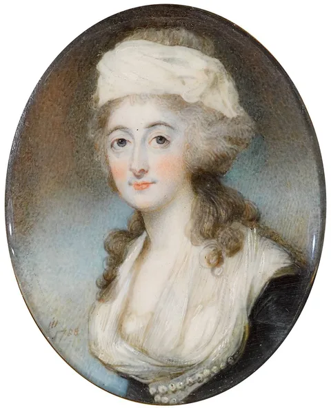 Horace Hone, PORTRAIT OF A LADY, 1788, watercolour on ivory; (oval)
