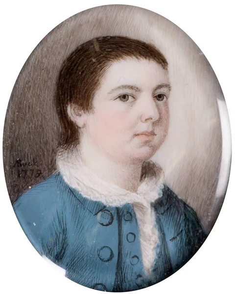 Adam Buck, PORTRAIT OF A BOY, 1779, watercolour on ivory; (miniature)