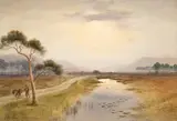 Joseph William Carey, BOG SCENE WITH FIGURE AND DONKEY