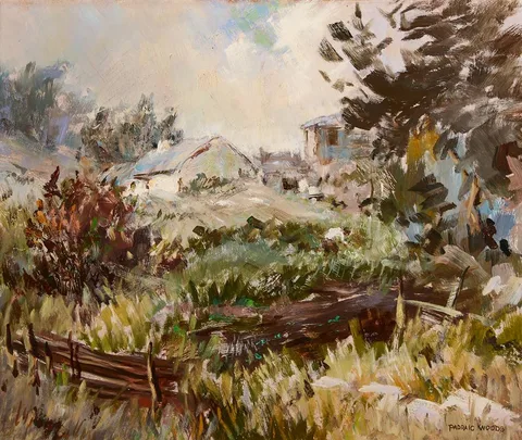 Padraic Woods, THE FIELDS, oil on board