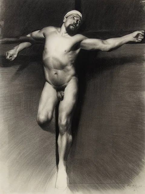PRISONER by Francis O'Toole, 2007, charcoal on paper, offered Mar 2024