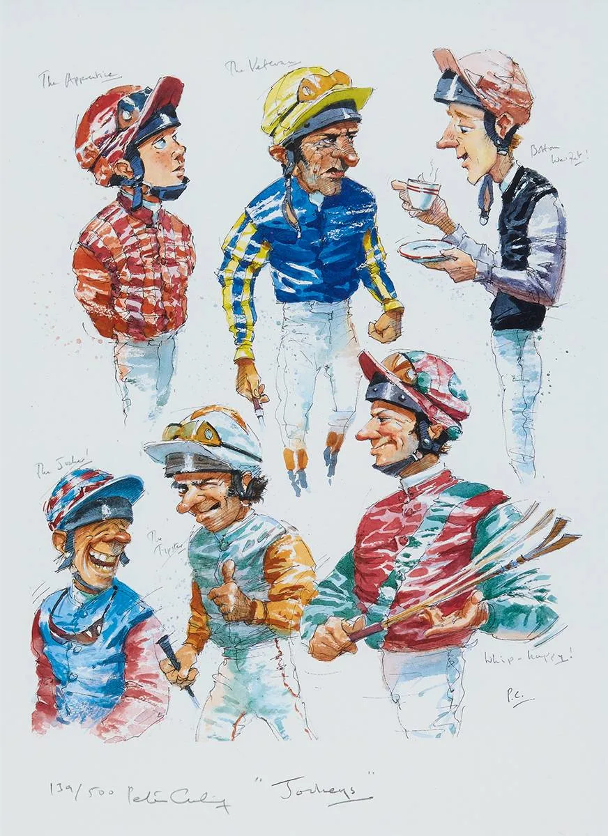 JOCKEYS by Peter Curling, print; (no. 139 from an edition of 500), sold Mar 2024