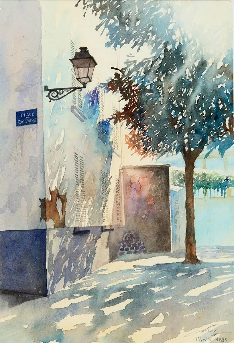 Lai Kitcheung Kit-cheung, PLACE DU CALVAIRE, PARIS, 1985, watercolour