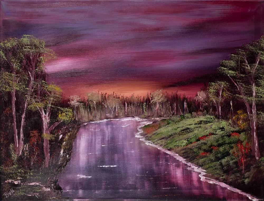 SUNDOWN STREAM by Ben van Heerden, oil on canvas, offered Mar 2024