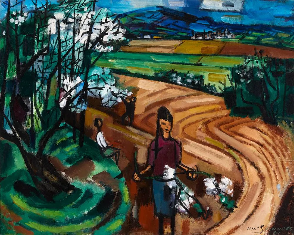 WILD CHERRY by Norah McGuinness, 1961, oil on canvas, sold Mar 2024