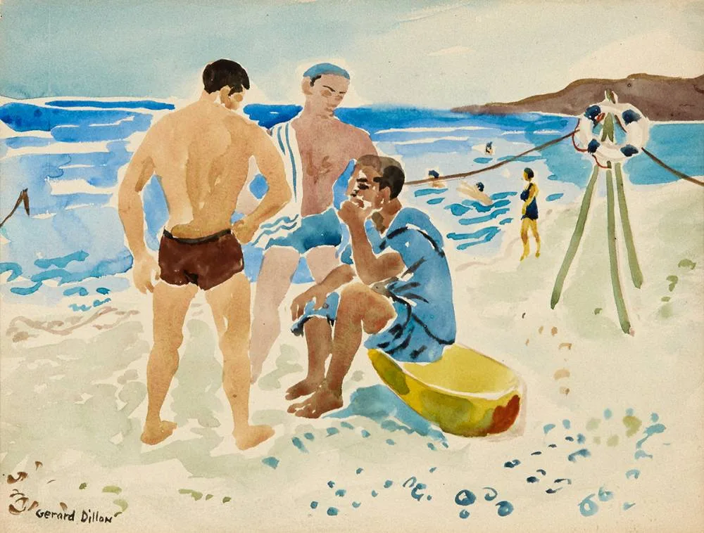 BATHERS by Gerard Dillon, watercolour, sold Mar 2024