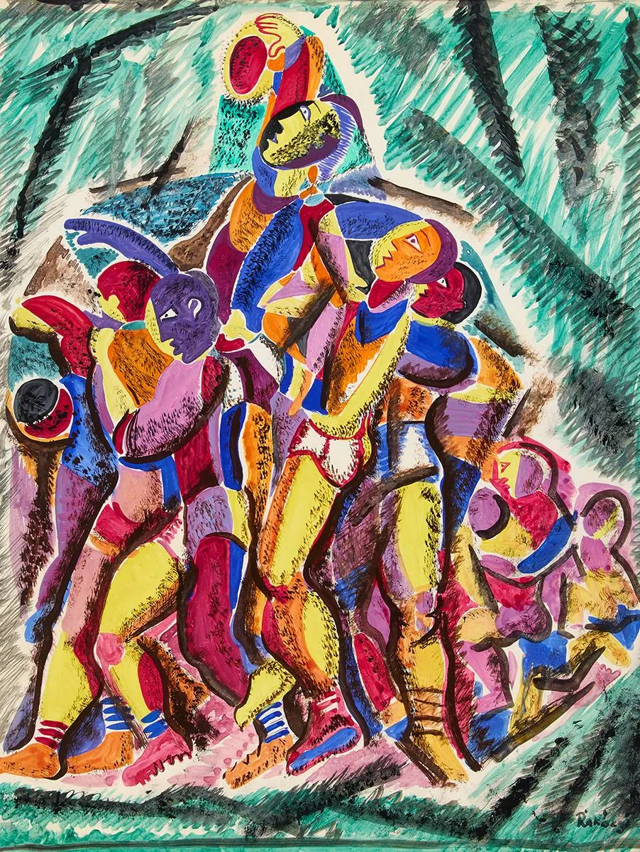 RUGBY by Basil Rakoczi, gouache, sold Mar 2024