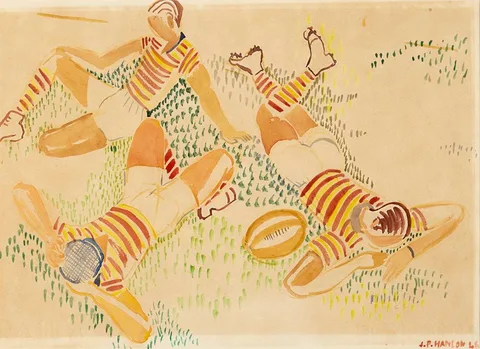 HALF-TIME by Father Jack P. Hanlon, 1946, watercolour, sold Mar 2024
