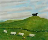 Stephen McKenna, LANDSCAPE WITH SHEEP AND COW