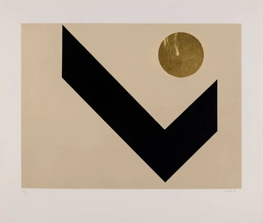 TANGRAM IV by Patrick Scott, 2005, carborundum and gold leaf; (no. 52 from edition of 75), sold Mar 2024