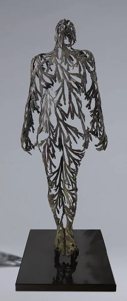 Linda Brunker, SURFACE, 1995, bronze on a black marble base; (unique)