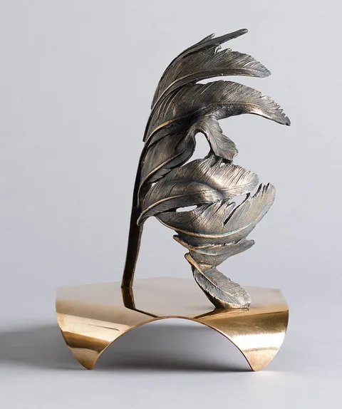 Linda Brunker, FACE OF FEATHERS, bronze