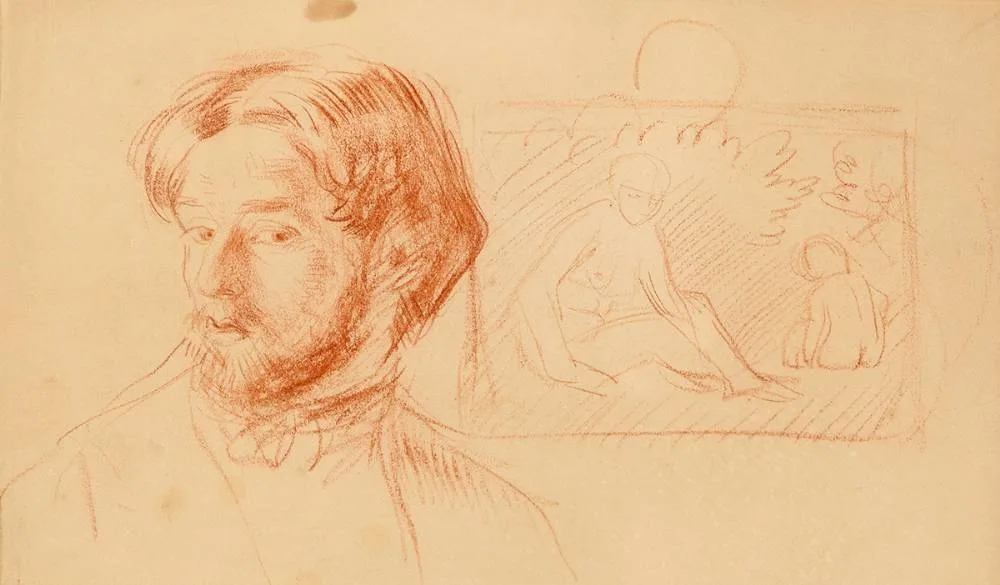 SELF PORTRAIT by Augustus John, conté, sold Mar 2024