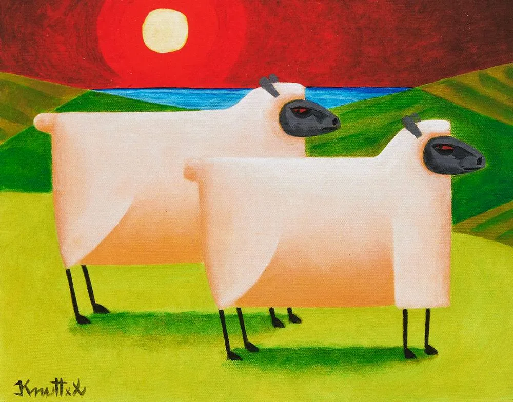 SHEEP by Graham Knuttel, 2017, print; (no 694 from an edition of 5000), sold Dec 2023