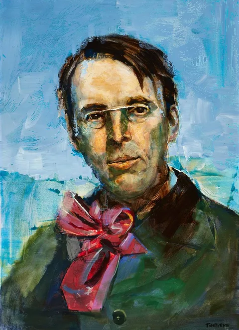 PORTRAIT OF WILLIAM BUTLER YEATS by Tom Byrne, oil on canvas, sold Dec 2023