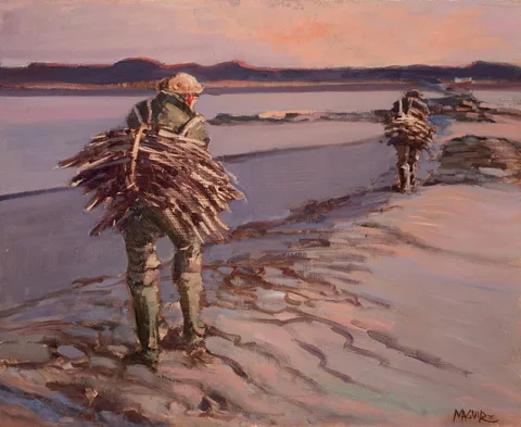Cecil Maguire, GATHERING KELP, WEST OF IRELAND, oil on board