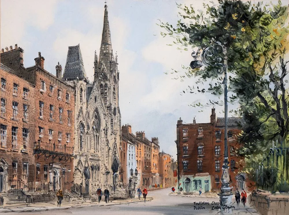 Colin Gibson, FINDLATER'S CHURCH, DUBLIN, ink and gouache