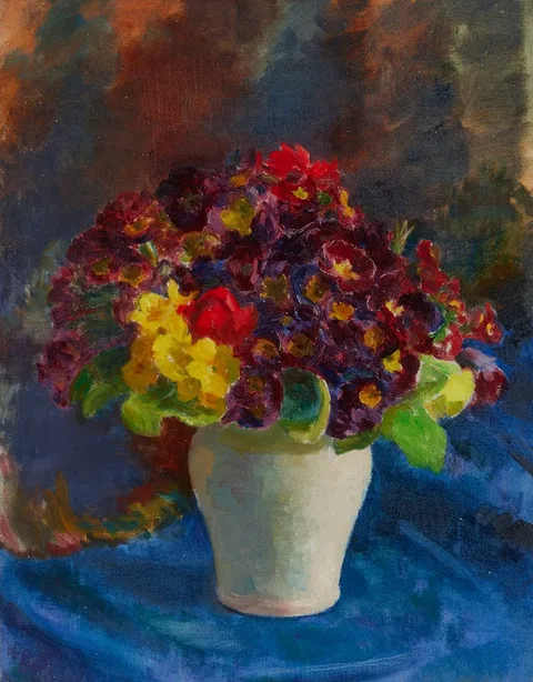Moyra Barry, POLYANTHAS, oil on canvas