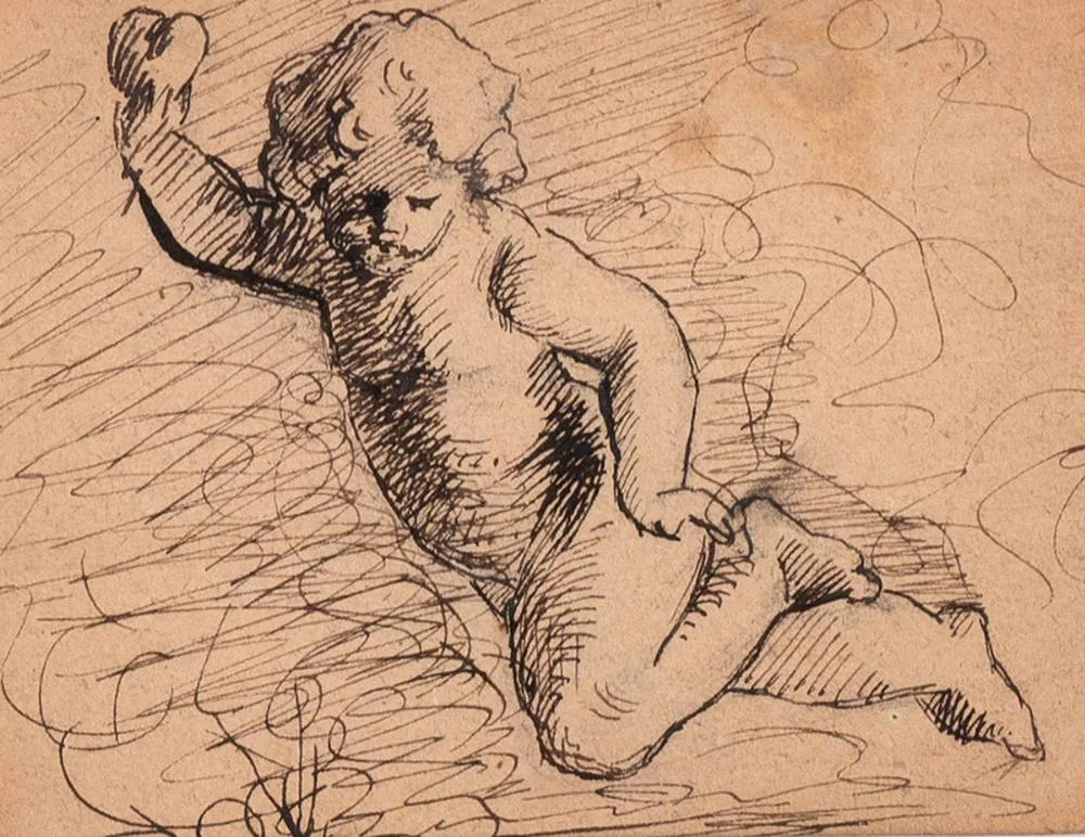 CUPID by Sarah Purser, ink, sold Dec 2023