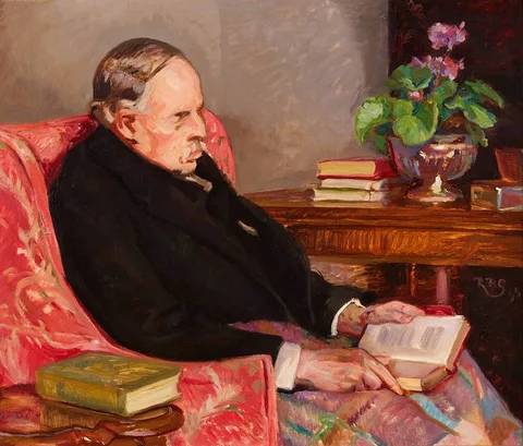 PORTRAIT OF DERMOD O'BRIEN BY HIS DAUGHTER by Rosaleen Brigid Ganly, 1945, oil on canvas, offered Dec 2023