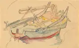 Mary Swanzy, BLUE FISHING BOAT, MOORED
