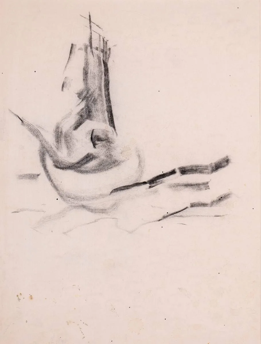 SAILBOAT by Daniel O'Neill, charcoal, sold Dec 2023