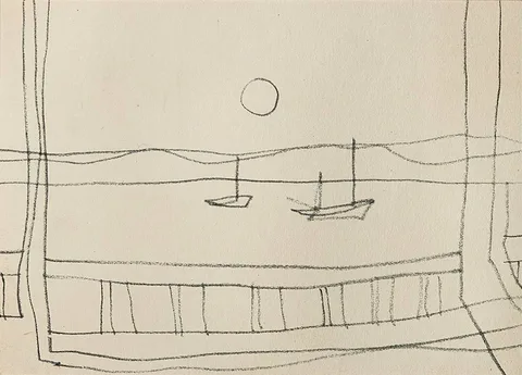 TWO BOATS by Patrick Heron, 1955, lithograph, offered Dec 2023