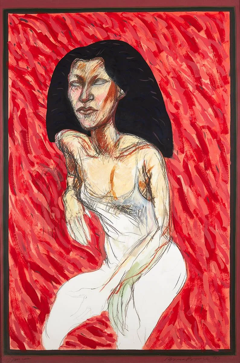 DANCER by Brian Bourke, 1993, mixed media on paper, sold Dec 2023